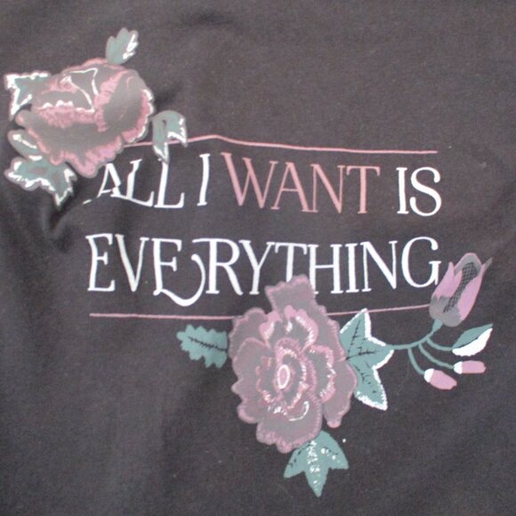 Black Graphic Tee 🌹 "ALL I WANT IS EVERYTHING" – Size XS - Picture 2 of 6